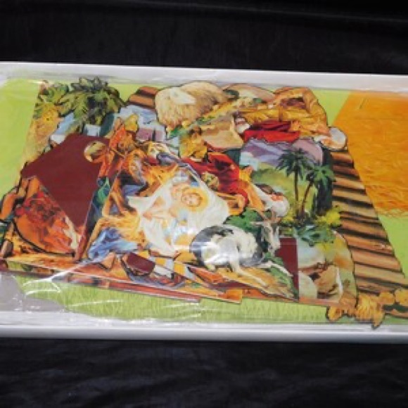 CHRISTMAS MANAGER SET retro cut out cardboard NEW - Picture 9 of 16